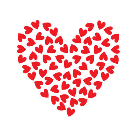 Red heart icon isolated on white background. Modern flat valentine love sign. Trendy vector hart shape, symbol for web site design, button to mobile app. Logo heart illustration.のイラスト素材