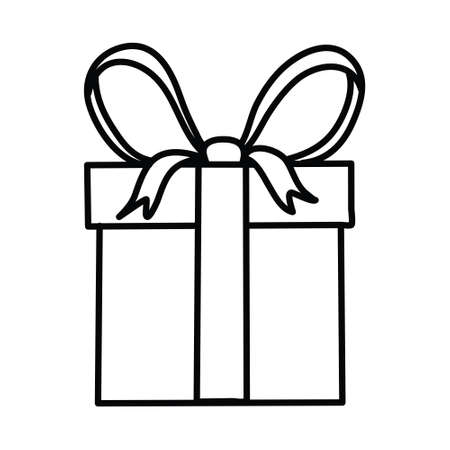 Gift box icon in doodle sketch lines. Vector illustrationのイラスト素材