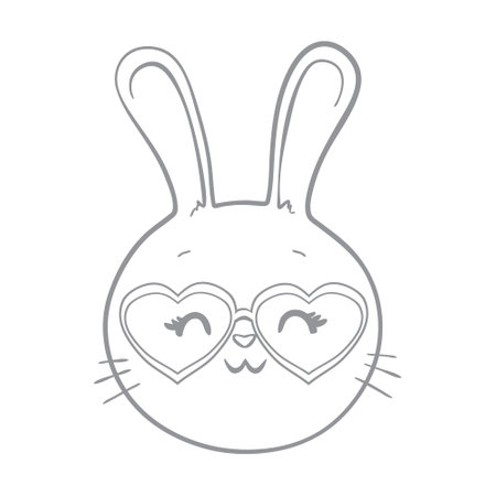 Rabbit close-up sketch, contour on a white background looks like protruding ears are visible in front of the muzzleのイラスト素材