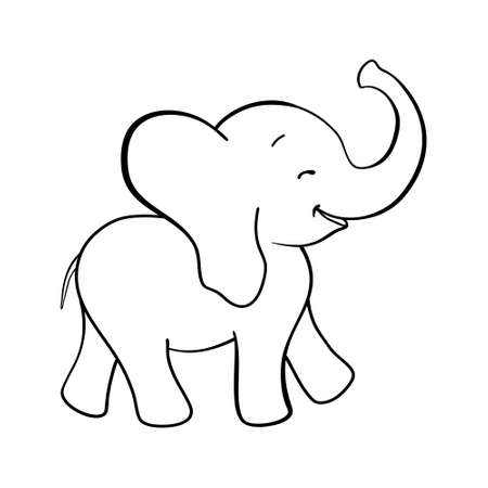 Sketch cartoon elephant. Doodle illustration in vector. Cute vector elephant.のイラスト素材