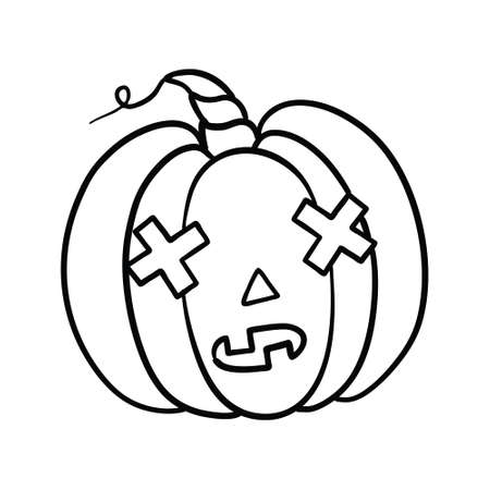 Halloween pumpkin. Vector concept in doodle and sketch style. Hand drawn illustration for printing on T-shirts, postcards. Icon and logo idea.のイラスト素材