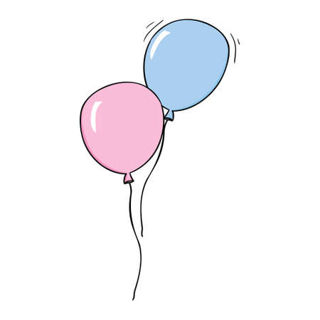 Bunch of balloons in cartoon flat style isolated on white background. Vector illustrationのイラスト素材