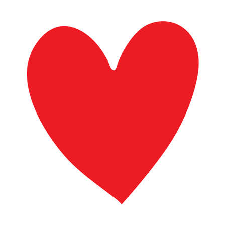 Red heart icon isolated on white background. Modern flat valentine love sign. Trendy vector hart shape, symbol for web site design, button to mobile app. Logo heart illustration.のイラスト素材