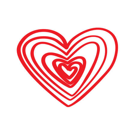Red heart icon isolated on white background. Modern flat valentine love sign. Trendy vector hart shape, symbol for web site design, button to mobile app. Logo heart illustration.のイラスト素材