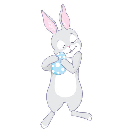 Hand Drawn Cute Bunny, print design rabbit, children print on t-shirt. Vector, illustrationのイラスト素材