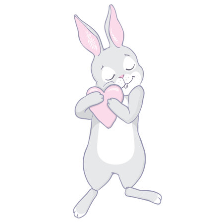 Hand Drawn Cute Bunny, print design rabbit, children print on t-shirt. Vector, illustrationのイラスト素材