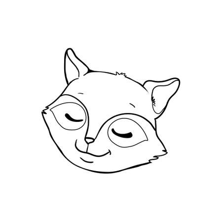 Raccoon Face Vector Illustration. Raccoon Head Isolated On White Backgroundのイラスト素材