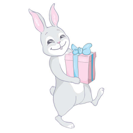 Hand Drawn Cute Bunny, print design rabbit, children print on t-shirt. Vector, illustrationのイラスト素材