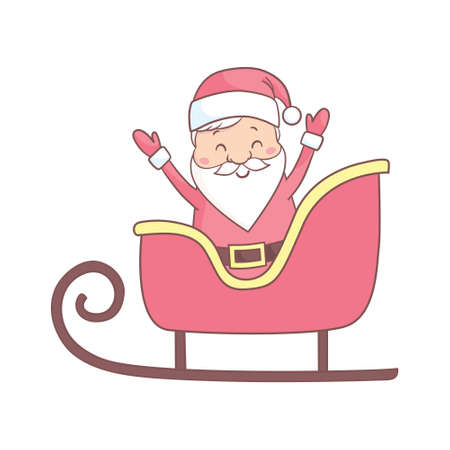 Cute cartoon Santa Claus for Christmas and New Year greeting design. Holiday character. Vector illustration.のイラスト素材