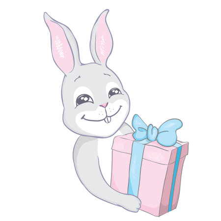 Hand Drawn Cute Bunny, print design rabbit, children print on t-shirt. Vector, illustrationのイラスト素材