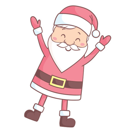 Cute cartoon Santa Claus for Christmas and New Year greeting design. Holiday character. Vector illustration.のイラスト素材