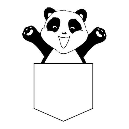 Cute panda sketch. Simple panda bear icon or design. Black and white vector illustration.のイラスト素材