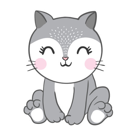 Cute baby cat. Vector illustration for baby shower, greeting card, party invitation, fashion clothes t-shirt print.のイラスト素材