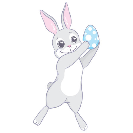 Hand Drawn Cute Bunny, print design rabbit, children print on t-shirt. Vector, illustrationのイラスト素材
