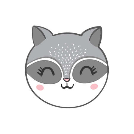 Cute Funny Raccoon, Lovely Wild Fluffy Forest Cartoon Character Character. Vector Illustrationのイラスト素材