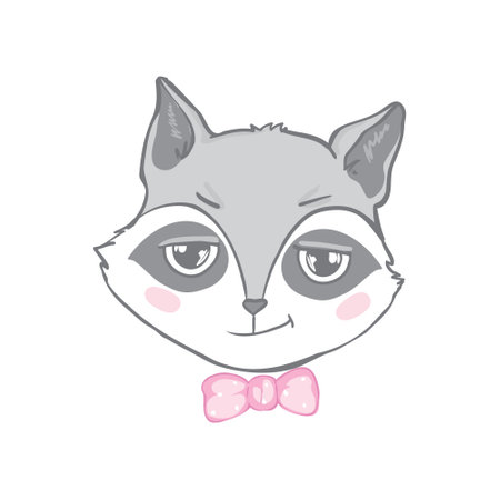Cute Funny Raccoon, Lovely Wild Fluffy Forest Cartoon Character Character. Vector Illustrationのイラスト素材