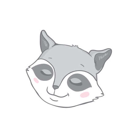 Cute Funny Raccoon, Lovely Wild Fluffy Forest Cartoon Character Character. Vector Illustrationのイラスト素材
