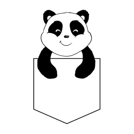 Cute panda sketch. Simple panda bear icon design. Black and white vector illustration.のイラスト素材