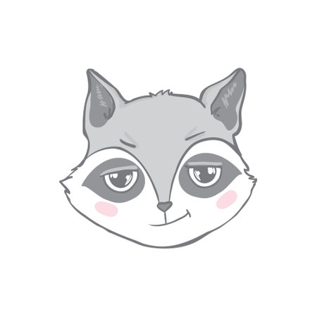 Cute Funny Raccoon, Lovely Wild Fluffy Forest Cartoon Character Character. Vector Illustrationのイラスト素材