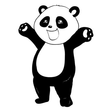 Cute panda sketch. Simple panda bear icon design. Black and white vector illustration.のイラスト素材
