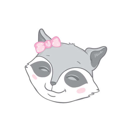 Cute Funny Raccoon, Lovely Wild Fluffy Forest Cartoon Character Character. Vector Illustrationのイラスト素材