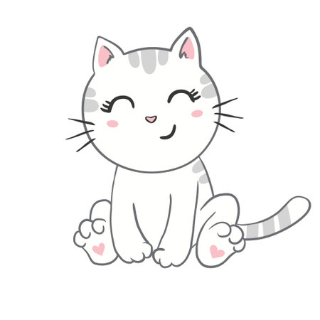 Cute baby cat. Vector illustration for baby shower, greeting card, party invitation, fashion clothes t-shirt print.のイラスト素材