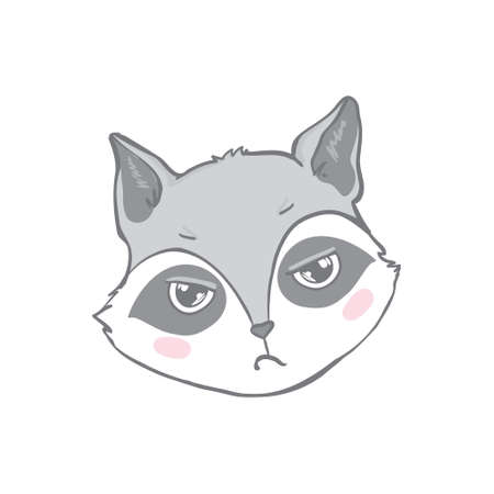 Cute Funny Raccoon, Lovely Wild Fluffy Forest Cartoon Character Character. Vector Illustrationのイラスト素材