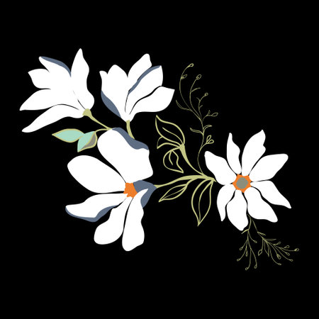 Magnolia flowers. Beautiful spring illustration. Vector, illustration.のイラスト素材
