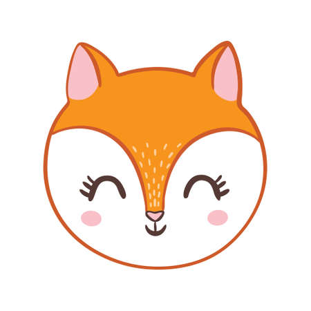 Cute little fox. Vector animal illustration. Hand drawn cartoon fox. It can be used for baby t-shirt design, fashion print, cards, design element for children's clothes.のイラスト素材