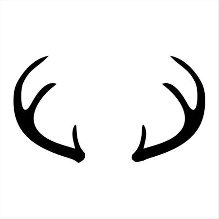 Deer horns - for holiday christmas greeting card or poster, banner, sticker. Hand drawn vector illustration for new year season.のイラスト素材
