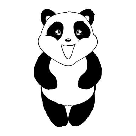 Cute panda sketch. Simple panda bear icon design. Black and white vector illustration.のイラスト素材