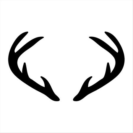 Deer horns - for holiday christmas greeting card or poster, banner, sticker. Hand drawn vector illustration for new year season.のイラスト素材
