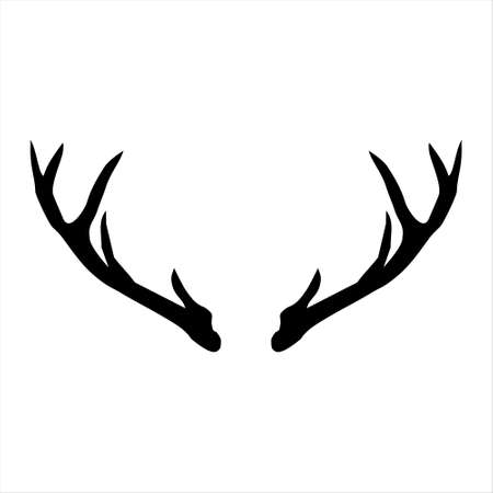 Deer horns - for holiday christmas greeting card or poster, banner, sticker. Hand drawn vector illustration for new year season.のイラスト素材