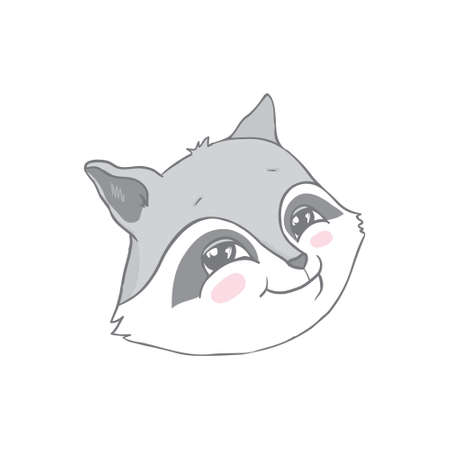 Cute Funny Raccoon, Lovely Wild Fluffy Forest Cartoon Character Character. Vector Illustrationのイラスト素材