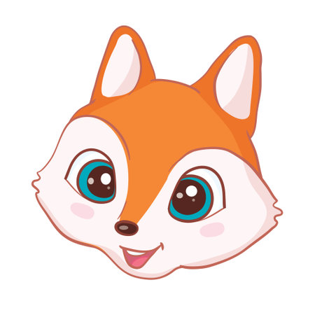 Cute little fox. Vector animal illustration. Hand drawn cartoon fox. It can be used for baby t-shirt design, fashion print, cards, design element for children's clothes.のイラスト素材