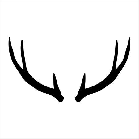 Deer horns - for holiday christmas greeting card or poster, banner, sticker. Hand drawn vector illustration for new year season.のイラスト素材