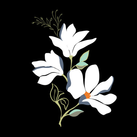 Magnolia flowers. Beautiful spring illustration. Vector, illustration.のイラスト素材