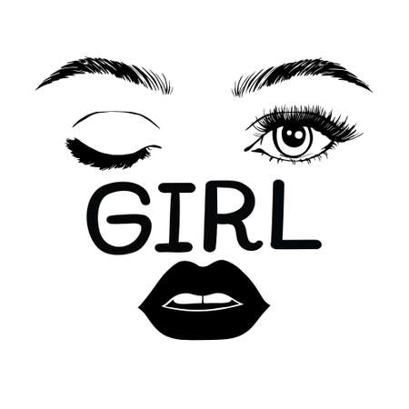 Isolated black and white female eyes make up icon. Vector and illustrationsのイラスト素材