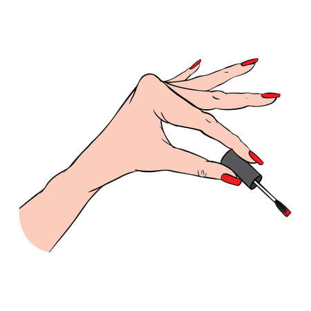Woman hands with elegant manicure and polished nails. Nails art salon vector illustration.のイラスト素材