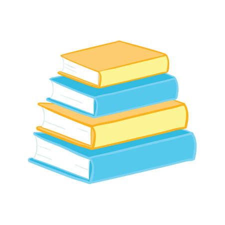 Book icons are made in a flat style of school textbooks, isolated on a white background.のイラスト素材