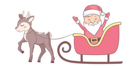 Cute cartoon Santa Claus for Christmas and New Year greeting design. Holiday character. Vector illustration.のイラスト素材