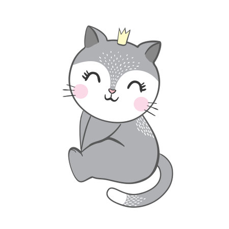 Cute baby cat. Vector illustration for baby shower, greeting card, party invitation, fashion clothes t-shirt print.のイラスト素材