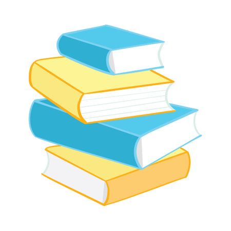 Book icons are made in a flat style of school textbooks, isolated on a white background.のイラスト素材