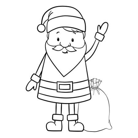 Santa claus on white background. Vector illustration for retro christmas card.のイラスト素材