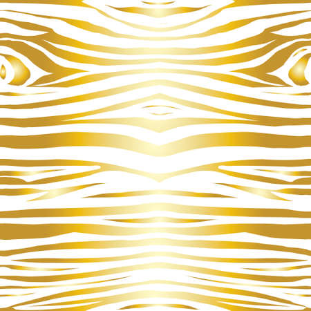 Golden glitter tiger or zebra seamless pattern. Gold foil texture of animal skin. Vector background illustration.のイラスト素材