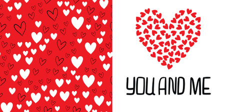 Set of romantic greeting illustration. Poster design. Vector illustration.のイラスト素材