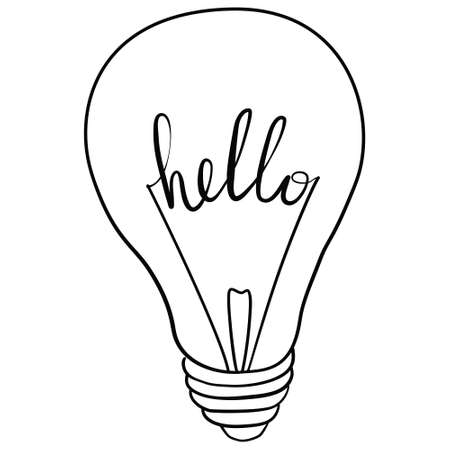 A light bulb sketch icon for the internet and mobile devices. A hand-drawn vector icon on a white background.のイラスト素材