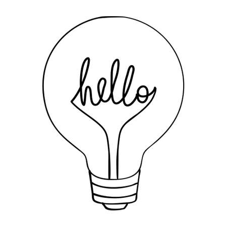 A light bulb sketch icon for the internet and mobile devices. A hand-drawn vector icon on a white background.のイラスト素材
