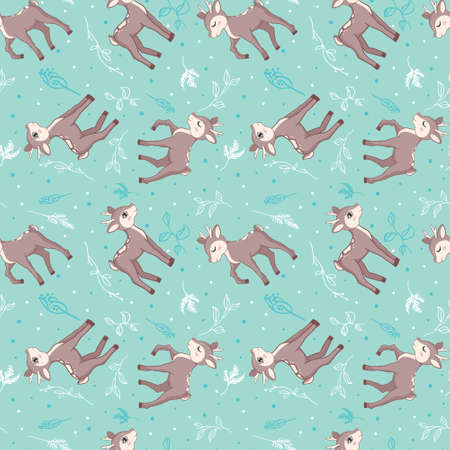 Seamless pattern with wild deers. Perfect for cards, invitations, party, banners, kindergarten, baby shower, preschool and children room decoration.のイラスト素材