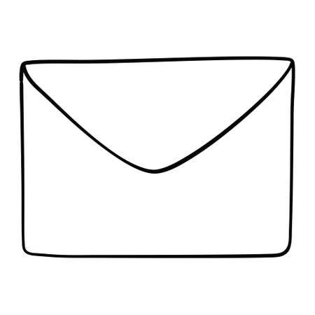 envelope sketch cartoon vector and illustration, black and white, hand-drawn, sketch style, isolated on a white background.のイラスト素材